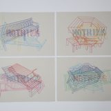 Nothing-Nothink, 2016 Digital print and gouache/Superalfa Guarro Paper, 250gr. 44,09 x 29,9 inches each unit (Series 4)