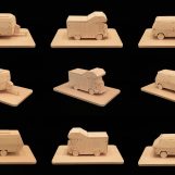 Hotel Prototype, Museum Prototype, Gallery Prototype, 2009 Wooden and screw models. 30 x 40 x 65 cm (x 3).