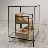 Doctrine in the house, 2009 Glass Cabinets. 130 x 90 x 90 cm Wooden and iron model. 82 x 70 x 63 y 50 x 70 x 75 cm.