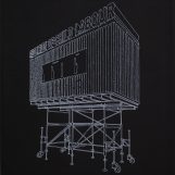 Utopias on scaffoldings, 2018. White tempera on black Canson paper. 54x52cm.