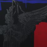 Dinners & Faces XIV, 2024. Drawing on black cardboard. 101x81cm.