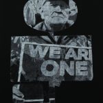 Dinners & Faces IX, 2024. Drawing on black cardboard. 101x81cm.