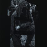 Dinners & Faces VIII, 2024. Drawing on black cardboard. 101x81cm.